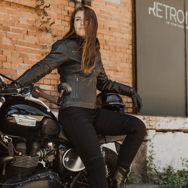 Ženska motoristička jakna Ozone Striker crna