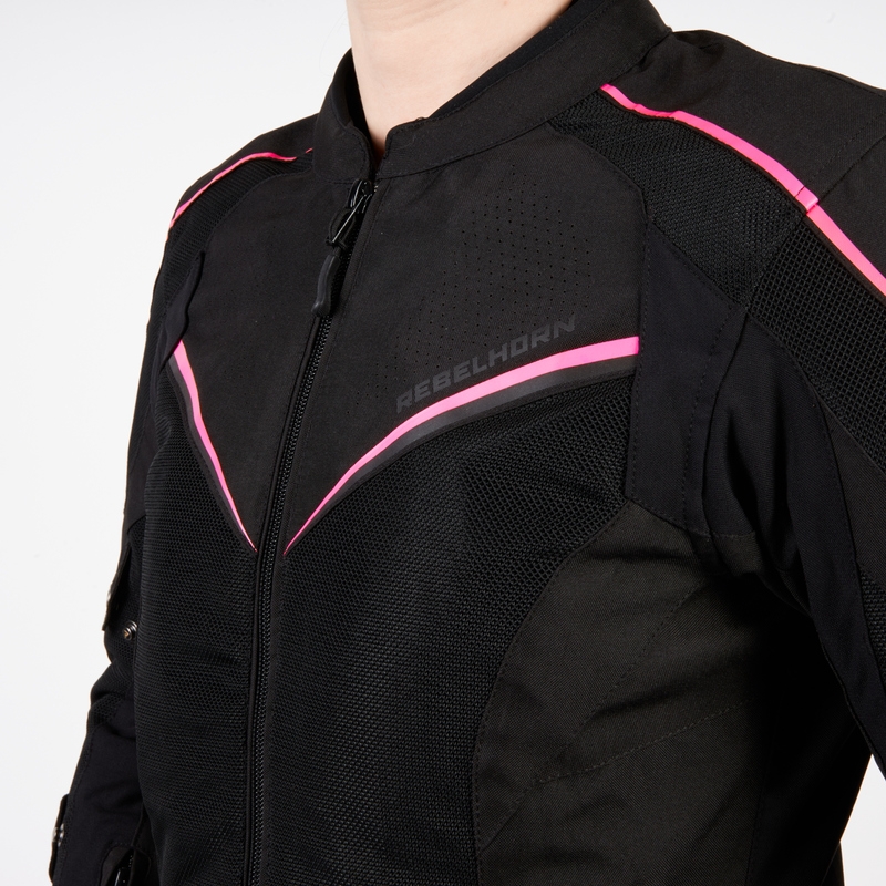 Ženska motoristička jakna Rebelhorn Hiflow IV crno-fluo pink rasprodaja