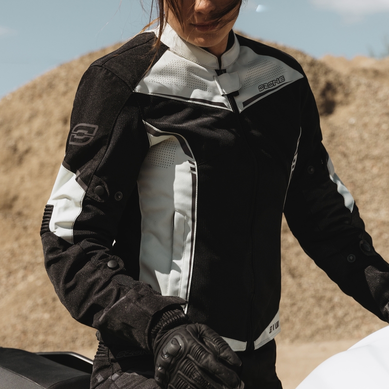 Ženska motoristička jakna Ozone Jet II sivo-crna rasprodaja