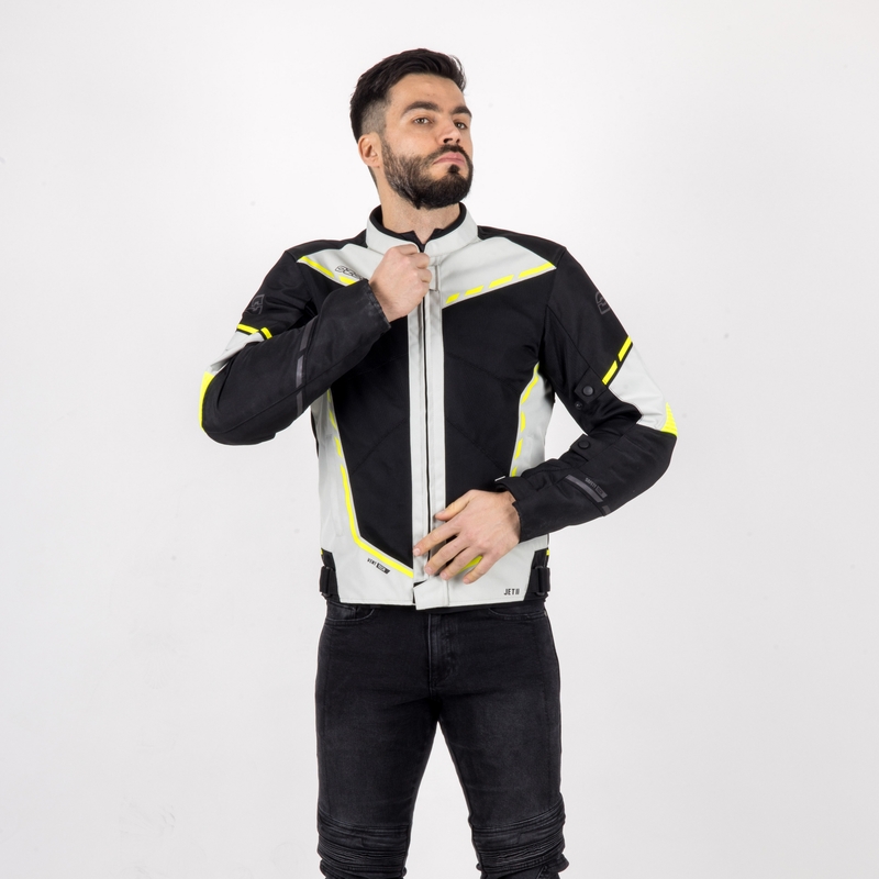 Motociklistička jakna Ozone Jet II sivo-crna-fluo žuta rasprodaja