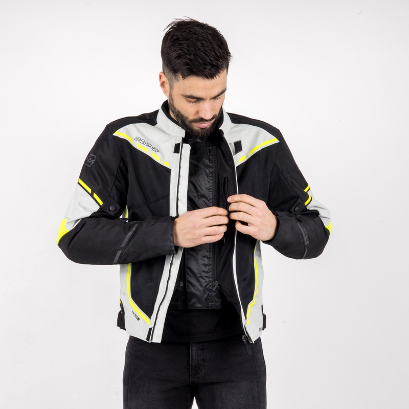 Motociklistička jakna Ozone Jet II sivo-crna-fluo žuta rasprodaja