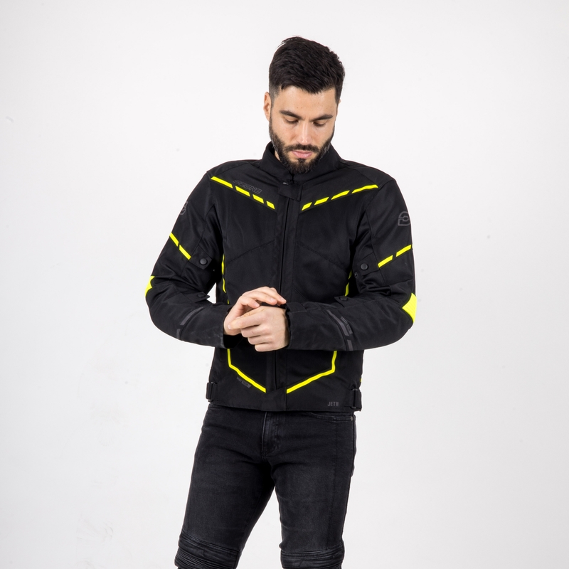 Motociklistička jakna Ozone Jet II crno-fluo žuta rasprodaja