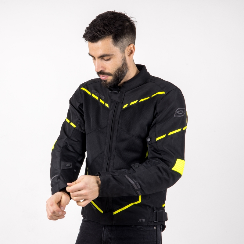Motociklistička jakna Ozone Jet II crno-fluo žuta rasprodaja