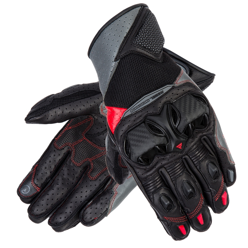 Motociklističke rukavice Rebelhorn Flux II crno-sivo-fluo crvene rasprodaja