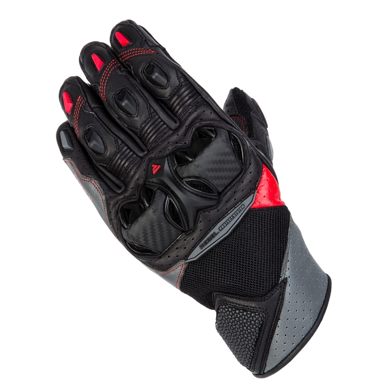 Motociklističke rukavice Rebelhorn Flux II crno-sivo-fluo crvene rasprodaja