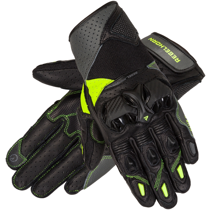 Motociklističke rukavice Rebelhorn Flux II crno-fluo-žute rasprodaja