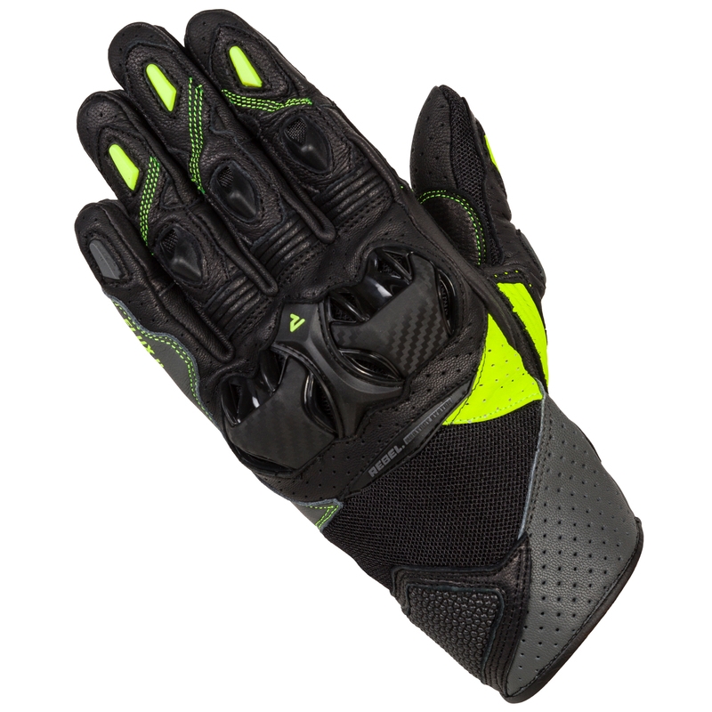 Motociklističke rukavice Rebelhorn Flux II crno-fluo-žute rasprodaja
