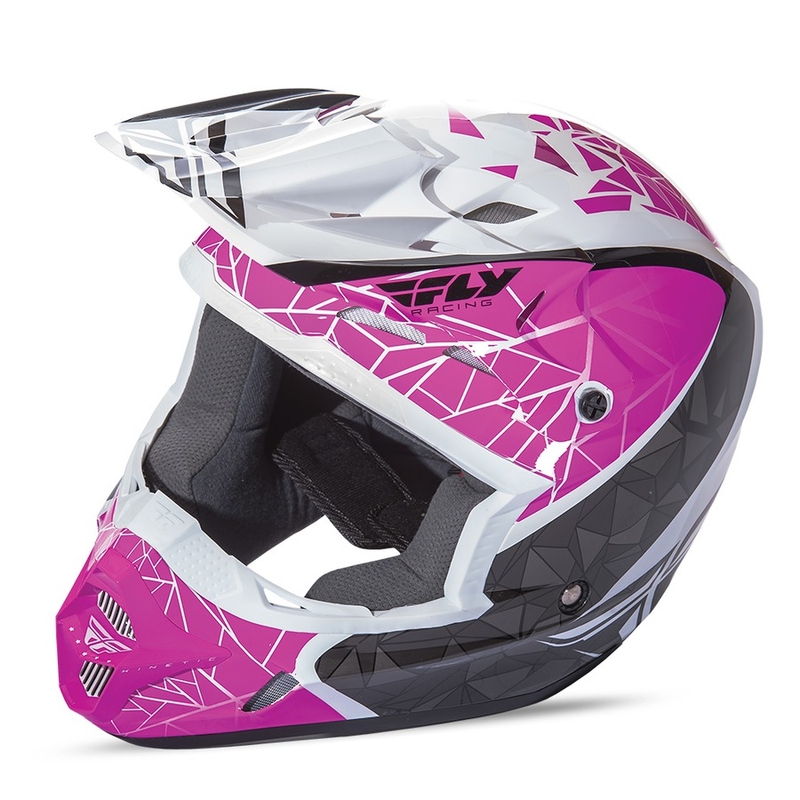 Motocross kaciga FLY Racing Kinetic CRUX - USA roza-crno-bijela