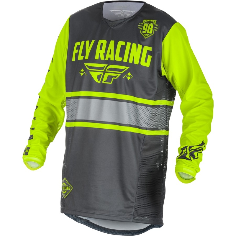 Motocross dres FLY Racing Kinetic ERA 2018 - USA sivo-fluo žuti