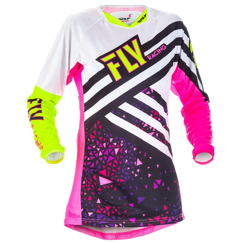 FLY Racing Kinetic 2018 ženski motocross dres - SAD ružičasto-bijelo-fluo žuta