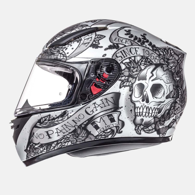 Integralna motoristička kaciga MT Revenge Skull &amp; Rose crna mat-srebrna