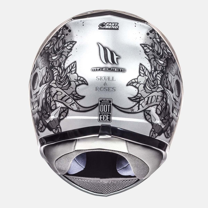 Integralna motoristička kaciga MT Revenge Skull &amp; Rose crna mat-srebrna