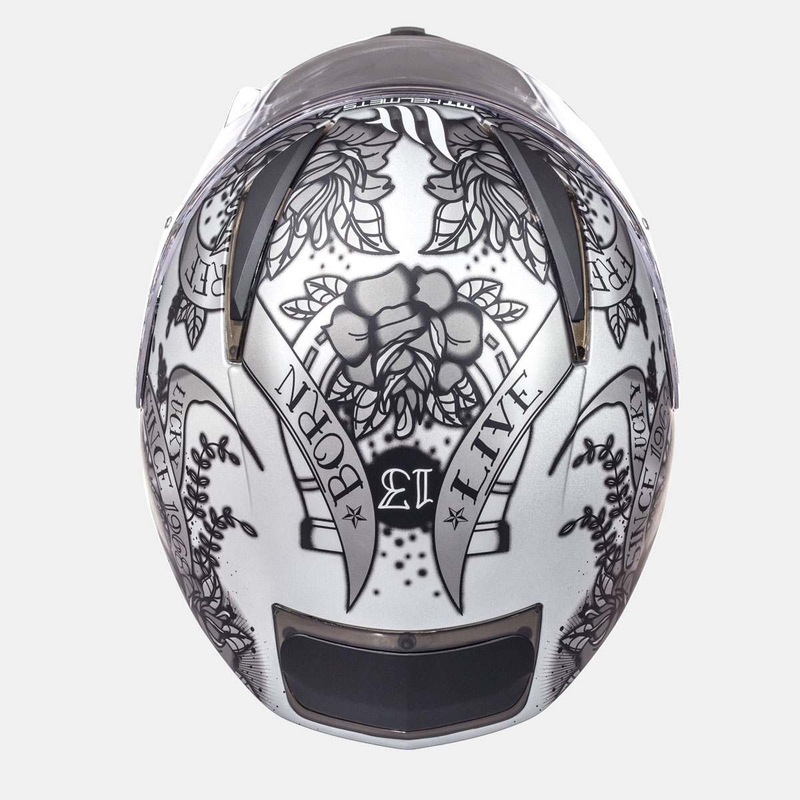 Integralna motoristička kaciga MT Revenge Skull &amp; Rose crna mat-srebrna