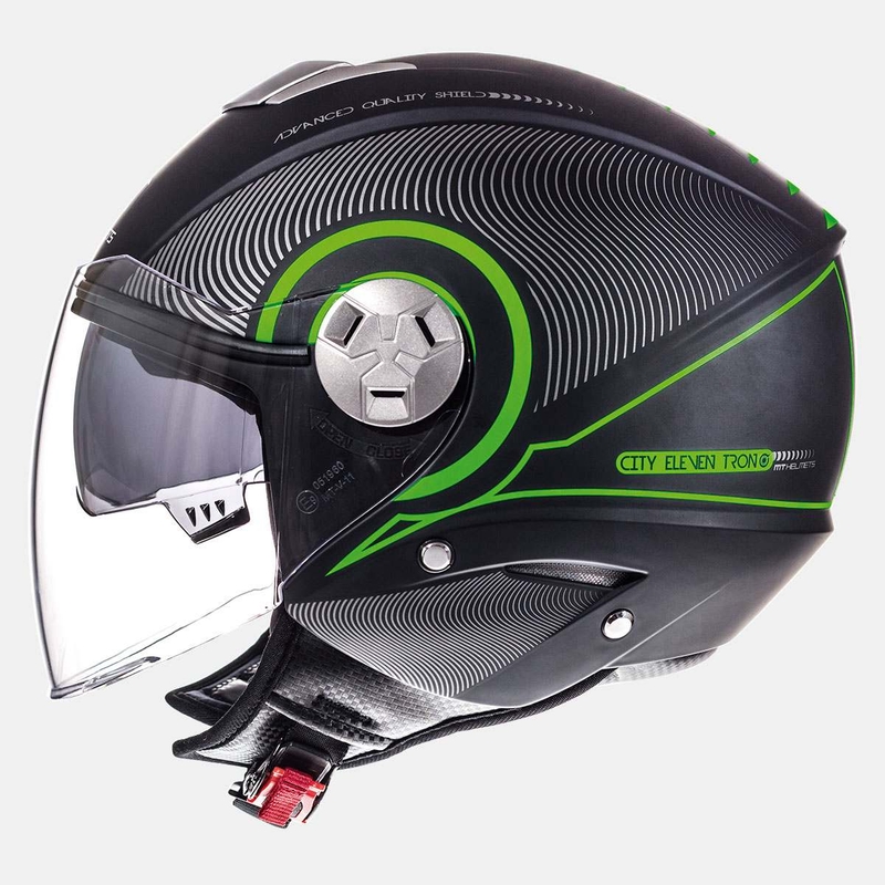 Motoristička kaciga otvorena MT City Eleven SV Tron crna mat-fluo zelena rasprodaja
