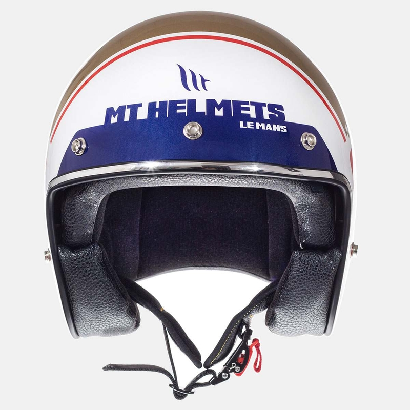 Otvorena motociklistička kaciga MT LeMans SV 2 Registracijska pločica bijelo-zlatna