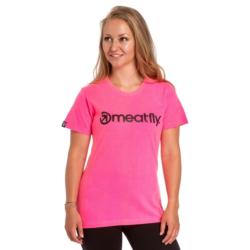 Ženska majica kratkih rukava Meatfly Ladies MF Logo neon pink rasprodaja