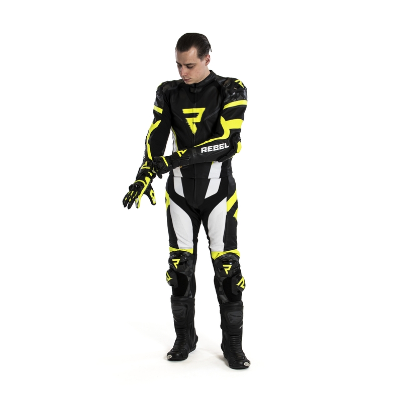 Moto odijelo Rebelhorn Rebel crno-bijelo-fluo žuto rasprodaja