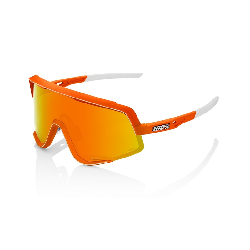 Sunčane naočale 100% GLENDALE Soft Tact Neon Orange narančasto-bijele (HIPER crveno staklo)