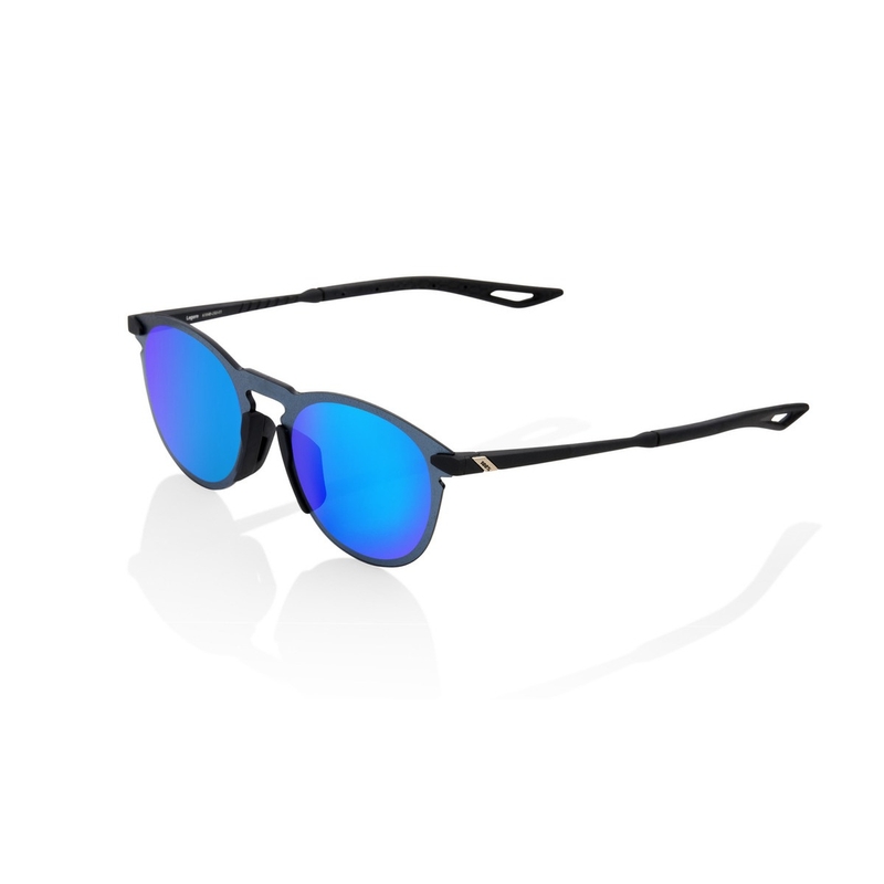 Sunčane naočale 100% LEGERE ROUND Soft Tact crne (plave kromirane leće)
