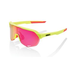 Sunčane naočale 100% S2 mat isprane neon žute (ljubičasto staklo)