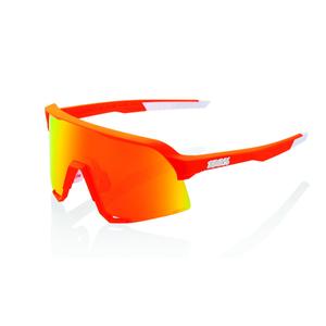 Sunčane naočale 100% S3 Soft Tact Neon Orange narančaste (HIPER crvene leće)