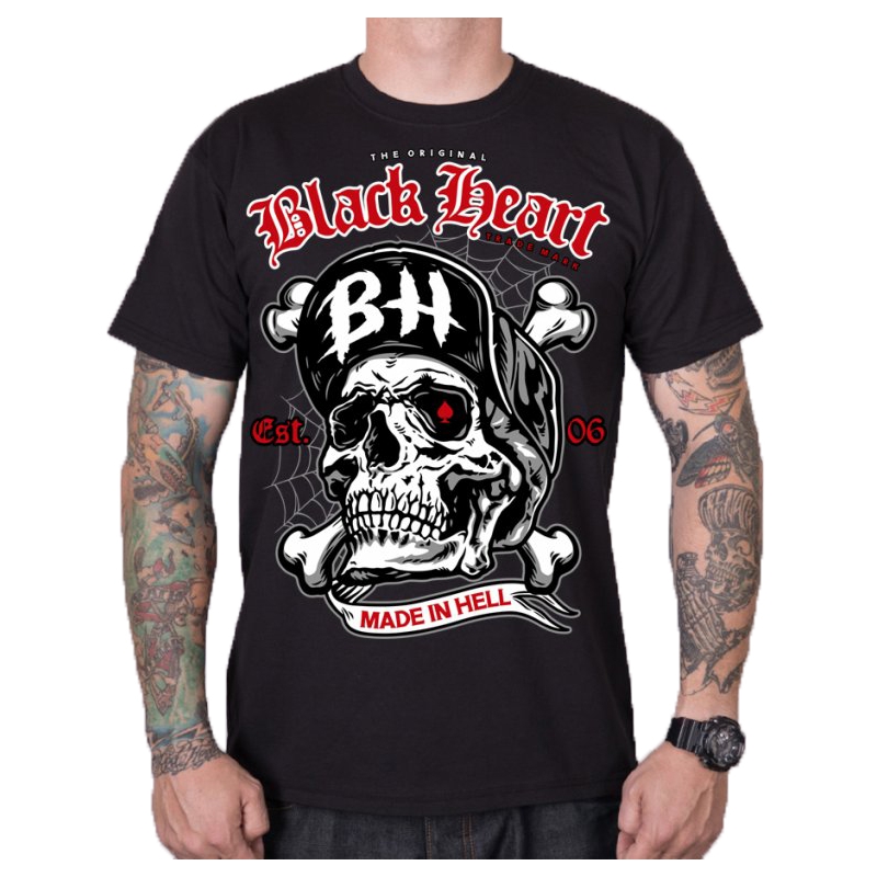 Muška majica kratkih rukava Black Heart Skull Bones crna rasprodaja