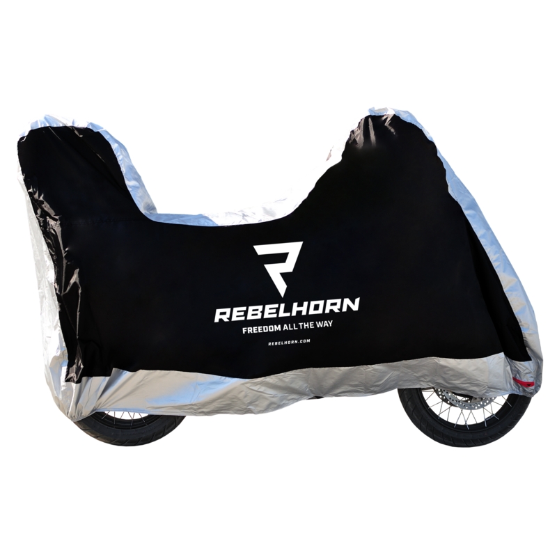 Navlaka za motocikl s futrolom Rebelhorn Cover II Top Box crno-srebrna