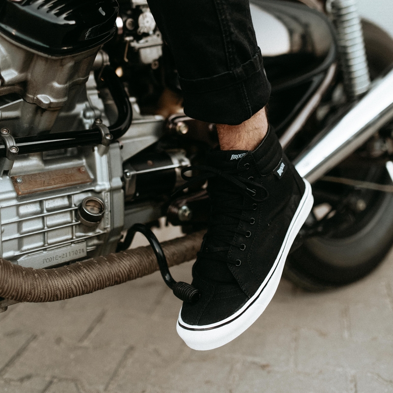 Motorističke čizme BROGER California crno-bijele