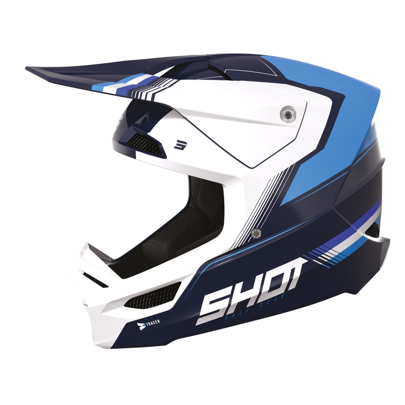 Motocross kaciga Shot Race Tracer bijelo-plava rasprodaja