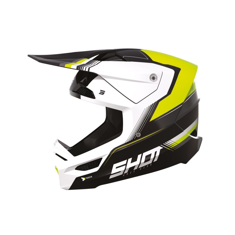 Motocross kaciga Shot Race Tracer bijela-crna-fluo žuta rasprodaja