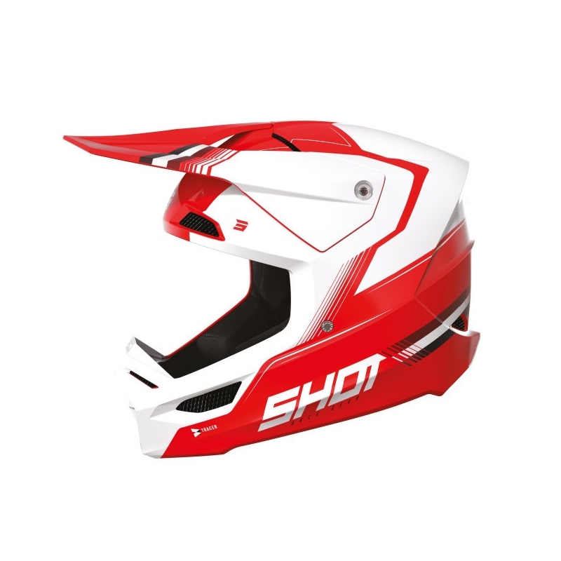 Motocross kaciga Shot Race Tracer bijelo-crvena