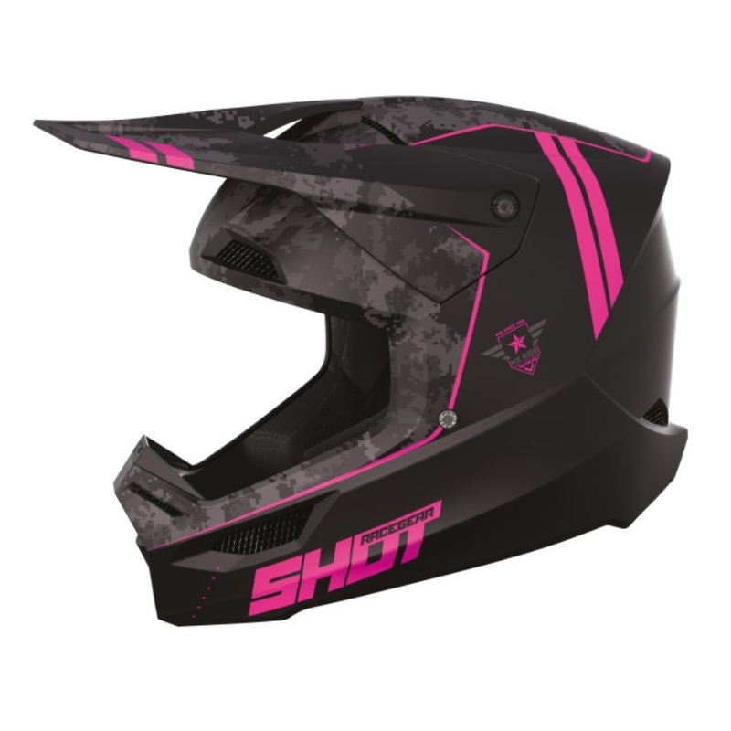 Motocross kaciga Shot Furious Army crno-sivo-ružičasta