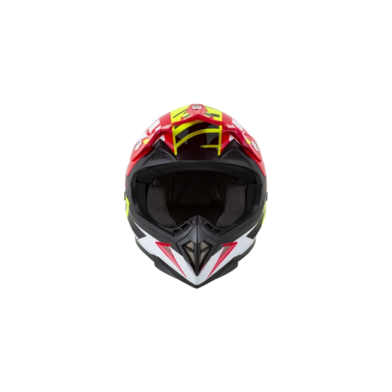 Dječja kaciga za motocross ZED X1.9D crveno-fluo žuto-crno-bijela