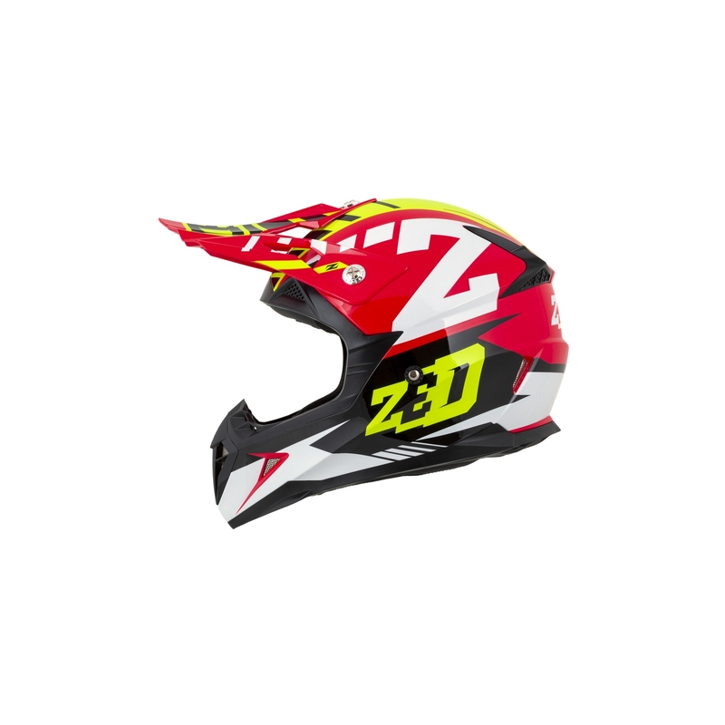 Dječja kaciga za motocross ZED X1.9D crveno-fluo žuto-crno-bijela