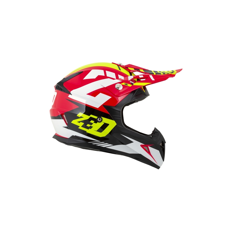 Dječja kaciga za motocross ZED X1.9D crveno-fluo žuto-crno-bijela