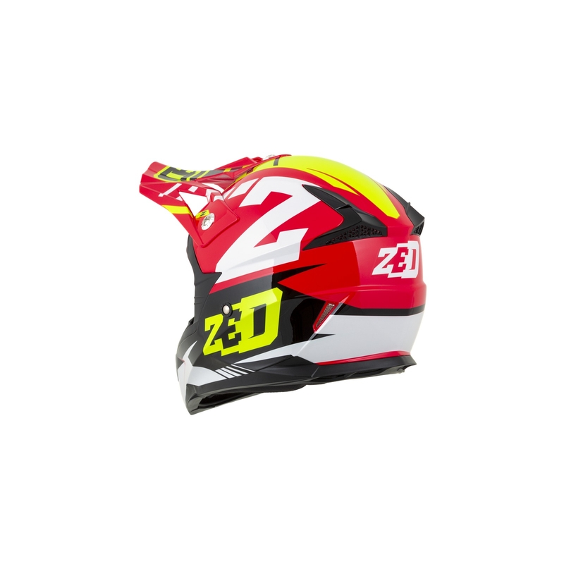 Dječja kaciga za motocross ZED X1.9D crveno-fluo žuto-crno-bijela