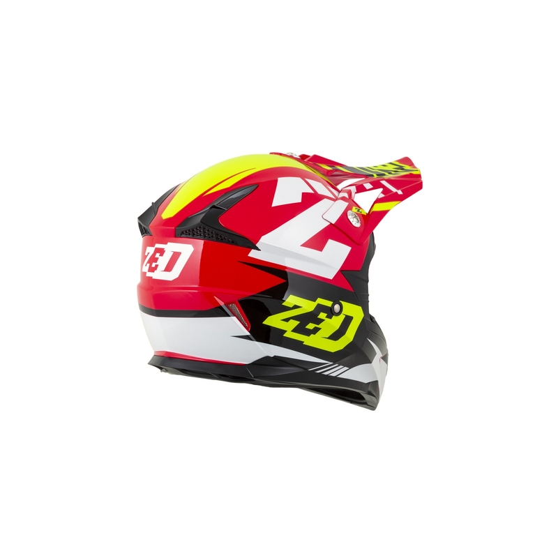 Dječja kaciga za motocross ZED X1.9D crveno-fluo žuto-crno-bijela