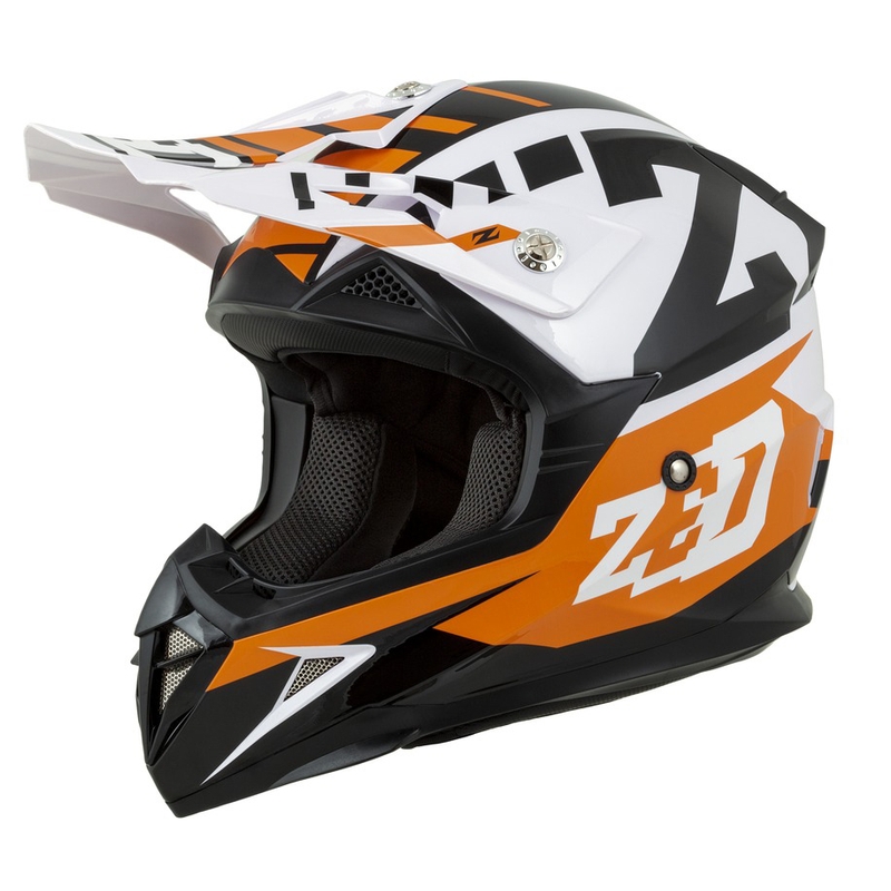 Dječja kaciga za motocross ZED X1.9D narančasto-crno-bijela