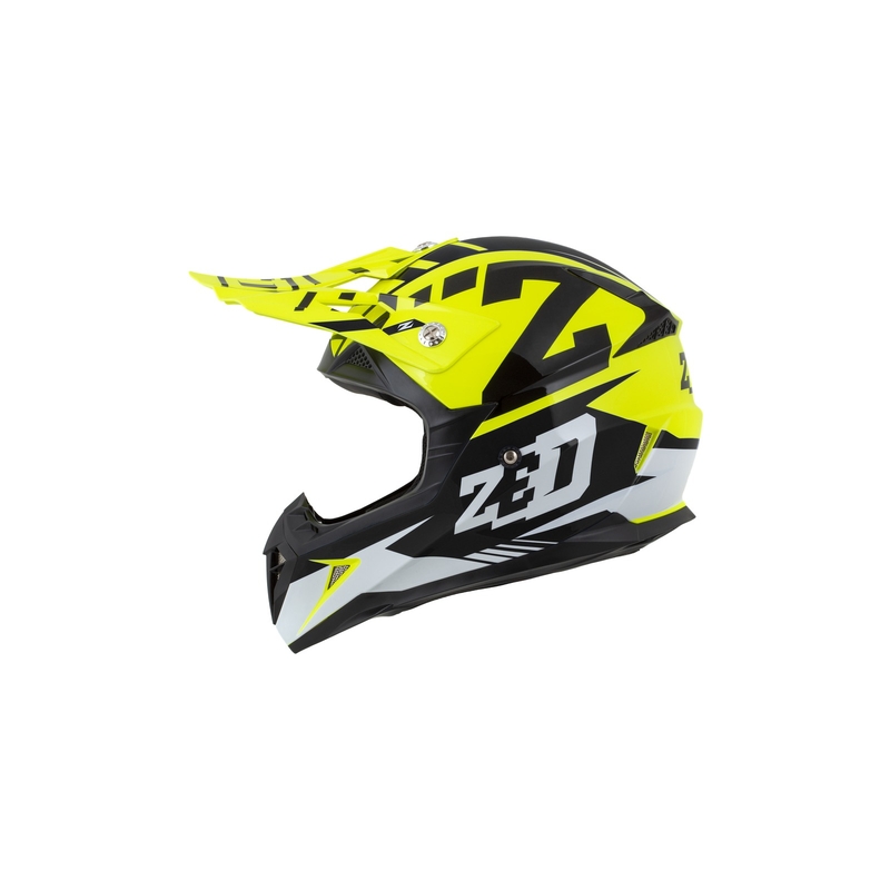 Dječja kaciga za motocross ZED X1.9D fluo žuto-crno-bijela