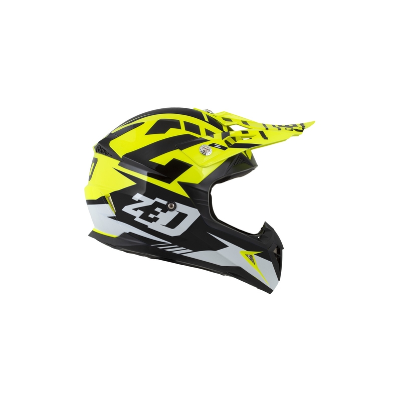 Dječja kaciga za motocross ZED X1.9D fluo žuto-crno-bijela