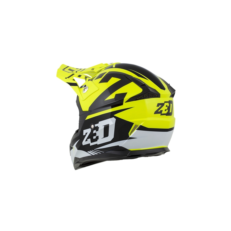 Dječja kaciga za motocross ZED X1.9D fluo žuto-crno-bijela
