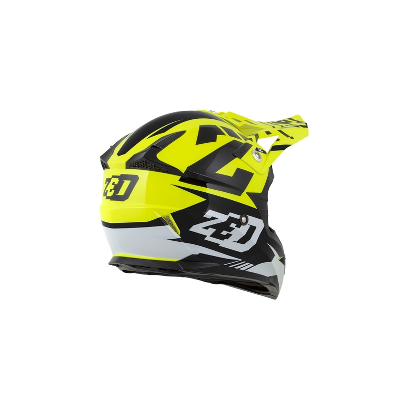 Dječja kaciga za motocross ZED X1.9D fluo žuto-crno-bijela