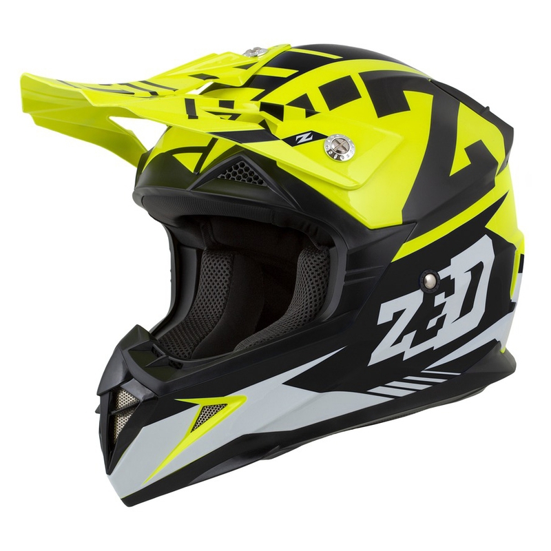 Dječja kaciga za motocross ZED X1.9D fluo žuto-crno-bijela