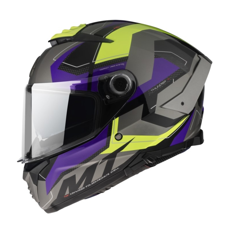 Integralna motociklistička kaciga MT Thunder 4 SV Valiant B2 sivo-plava-fluo žuta