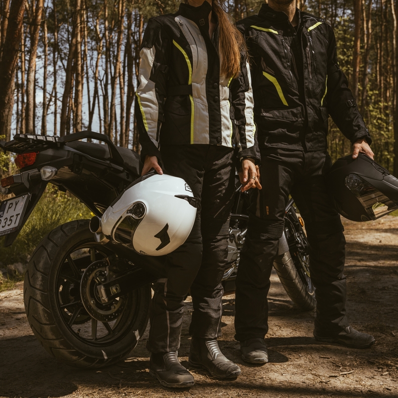 Ženska motoristička jakna Ozone Sahara crna-siva-fluo žuta rasprodaja