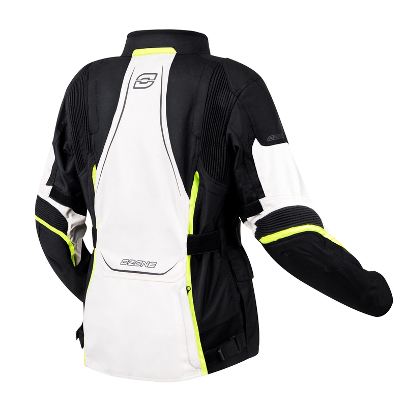Ženska motoristička jakna Ozone Sahara crna-siva-fluo žuta rasprodaja