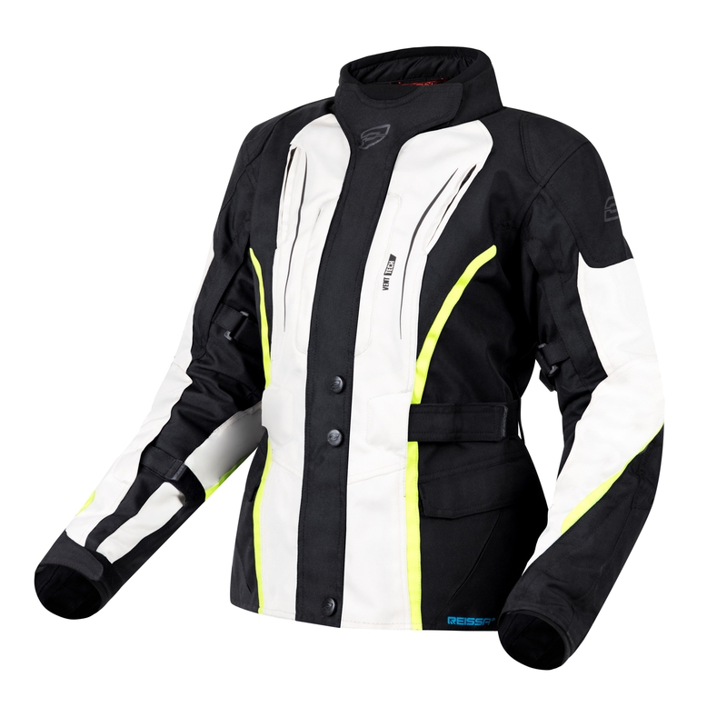 Ženska motoristička jakna Ozone Sahara crna-siva-fluo žuta rasprodaja