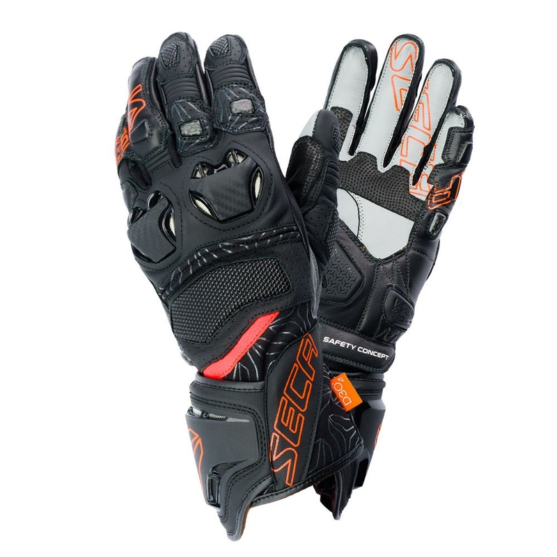 Motociklističke rukavice SECA Ukemi Pro crno-fluo crvene rasprodaja