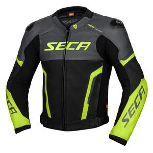 Motociklistička kožna jakna SECA Hooligan sivo-fluo žuta rasprodaja
