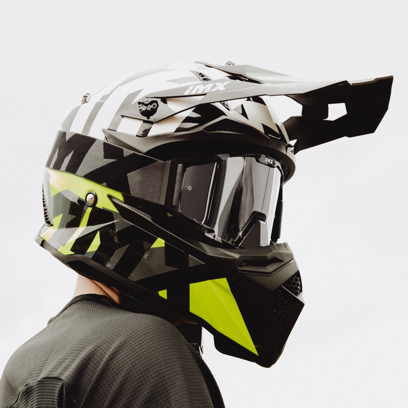 Motocross kaciga iMX FMX-02 crno-bijela-fluo žuta
